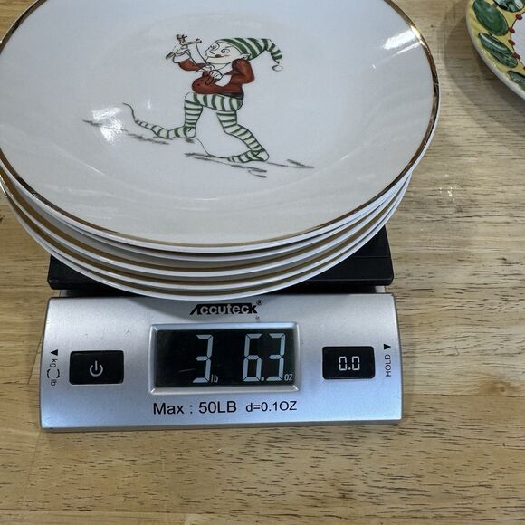 Restoration Hardware Naughty Elf Set 5 Appetizer Salad Plates Vintage Christmas - Picture 12 of 12